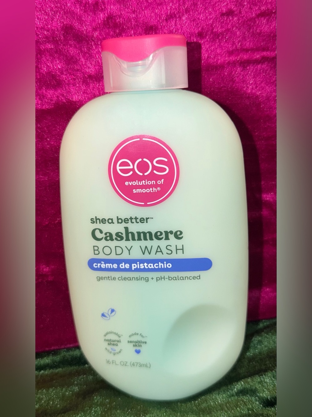 eos Cashmere Body Wash in Pink & White - Crème de Pistachio